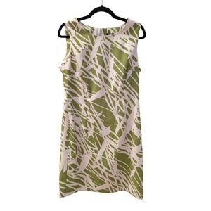 Ronni Nicole Womens Dress Size 12 Green White Abstract Print Sleeveless Sheath